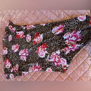 Leopard Print Scarf with Floral Details